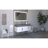 Castello Usa Amazon 48" Wall Mounted White Vanity With Gray Top And Brushed Nickel Handles CB-MC-48W-BN-2056-GR
